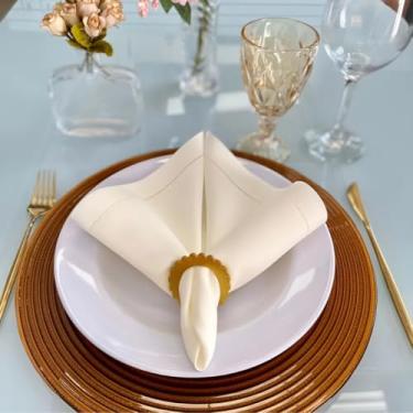 Imagem de Kit Guardanapo De Tecido Para Mesa Posta Ponto Ajour (6, Marfim)