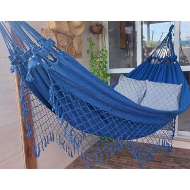 Imagem de Rede de Descanso Casal Algodão, Azul mesclado 3,60mx1,50m