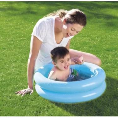 Imagem de Piscina infantil Pequena 30 Litros Para Bebe Criança 2 Aneis inflável Praia Piscina Boia Verão