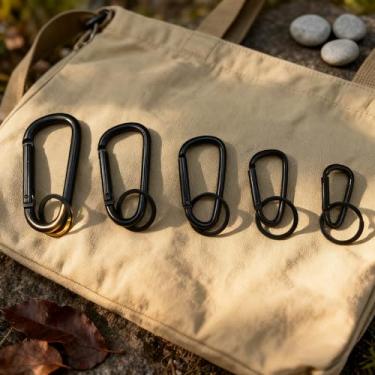 Imagem de Clipe de mosquetão resistente, pacote com 10 mosquetões em forma de anel D multiuso para acampamento, caminhada, mochila, chaves de academia, coleira para cães, equipamentos ao ar livre, uso diário