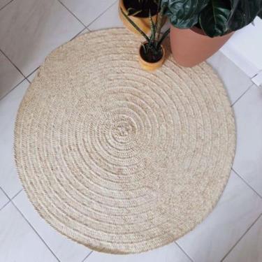 Imagem de Tapete Trançado Palha Natural Redondo Decoração 150 cm - All Palace
