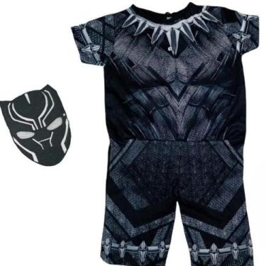 Imagem de Fantasia Infantil Menino Pantera Negra Com Máscara - Genérica, Preto, 