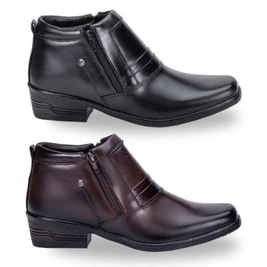 Imagem de Kit 2 Pares Bota Social Country Couro Legítimo Bico Quadrado - Kéffor,