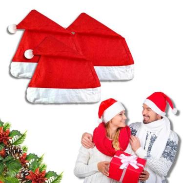 Imagem de 50X Gorro de Natal Natalino Papai Noel Mamãe Decoração Touca - Vermelh
