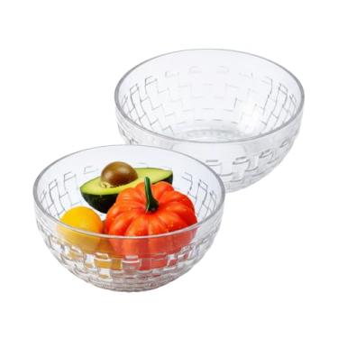 Imagem de LARYVIN Conjunto de 2 tigelas de sopa de vidro de tecido. Tigela de mistura de vidro decorativa. Tigelas de salada grandes de 20 cm. 1,247 g. Adequado para frutas, sobremesas, doces, lanches e muito
