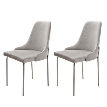 Imagem de Conjunto Com 2 Cadeiras Metal Vicenza Moderna Mobilia Luna Prata