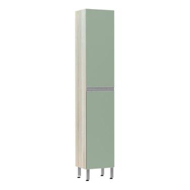 Imagem de Paneleiro 40 Cm Raso 2 Portas Lis Legno Crema Com Verde Jade