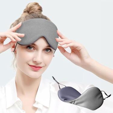 Imagem de Máscara de dormir, máscara dupla face quente e fria para dormir 1 pacote, venda macia ajustável para bloqueio de luz, máscara de sono confortável para viagens, soneca, meditação cinza