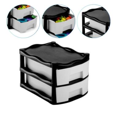 Imagem de Organizador Gaveteiro Resistente Retangular 2 Gavetas Preto