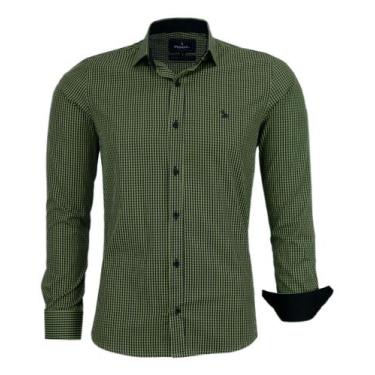 Imagem de Camisa Mini Xadrez Amil Masculina Slim Manga Longa Algodão Fio 50 Ref 