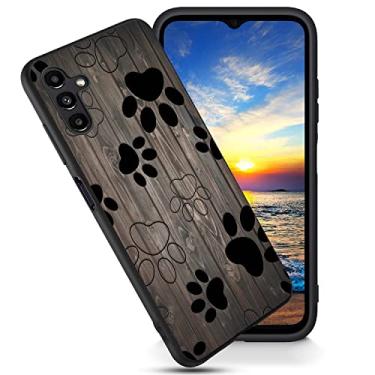 Imagem de FGDRFGRW Capa para Galaxy A54 5G, capa ultrafina de TPU fosco macio, absorção de choque, capa protetora antiarranhões para Samsung Galaxy A54 5G 6,6 polegadas, estampa de pata de cachorro em madeira