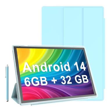 Imagem de Tablet de 10 polegadas Android 14 tablets com capa Stylus 6 GB de RAM + 32 GB de ROM, suporta expansão de 1024 GB, bateria de 6000 mAh, tablet Android de 10 polegadas, câmera dupla de 2 MP + 8 MP