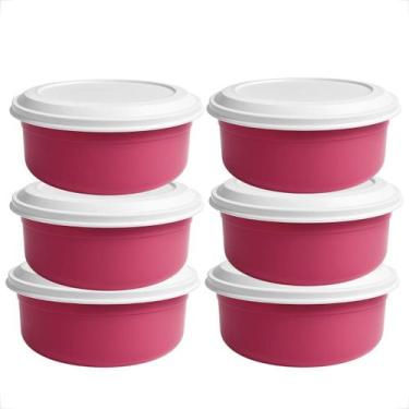 Imagem de Kit Saladeira 4,6L 10 Unidades Coloridas com Tampa Branca Em Plástico 