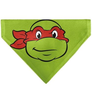 Imagem de Bandana de animal de estimação de tartarugas ninja, rosto de Rafael, carinha de rafael e concha de tartaruga, close-up, verde, sem cadarço, bandana