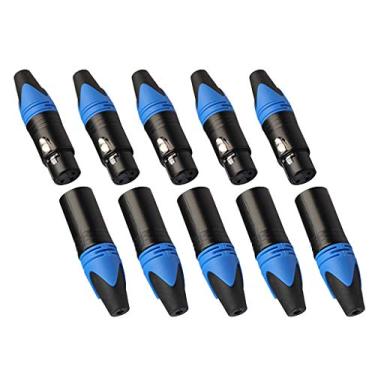 Imagem de Xiaojikuaipao Alto-falante de microfone XLR profissional de 3 pinos macho + conector fêmea -, estrutura de liga resistente - 5 pares para cabos personalizados e equipamentos de áudio - azul