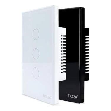Imagem de Interruptor Inteligente EKAZA 3 Botões Branco WiFi+BLE+RF, EKNH-T107-3W