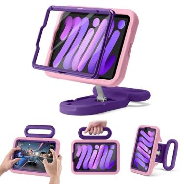 Imagem de Capa infantil para iPad mini 7 (A17 Pro) 2024 / iPad mini 6 2021, suporte ajustável para retrato/paisagem, alça à prova de quedas, adequada para crianças com protetor de tela para iPad mini7th/6 21.1