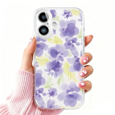 Imagem de DSJIFGEW Design de capa transparente padrão para iPhone 16 | Antiamarelamento, parte traseira rígida, proteção contra quedas de nível militar, suporta carregamento sem fio