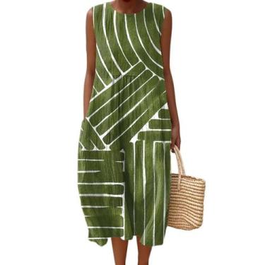 Imagem de Vestido maxi feminino Akivide com estampa floral boho de verão com bol