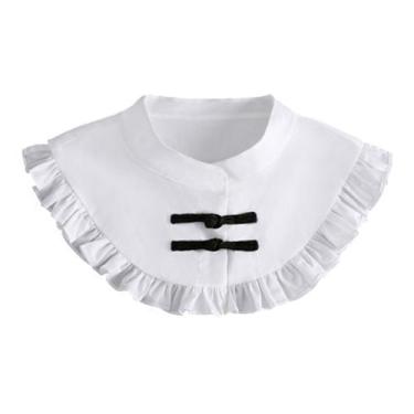 Imagem de Colarinho falso removível para mulher, blusa branca com babados - Yiwe