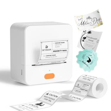 Imagem de DETONGER Máquina de etiquetar com fita P1 impressora térmica de 5 cm portátil Bluetooth para envio de etiquetas, máquina de etiquetagem, casa, escritório, escola, uso comercial, recarregável, branco
