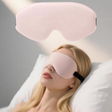 Imagem de Máscara de olho de seda sintética macia para dormir com tampões de ouvido dupla camada hipoalergénica para dormir à noite e viajar soneca (rosa camafeu)
