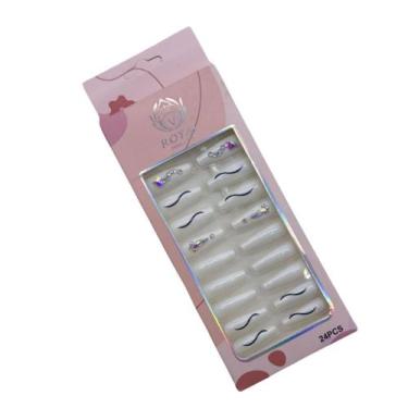 Imagem de Kit Unhas Postiças Decoradas Branco - Royal, 24