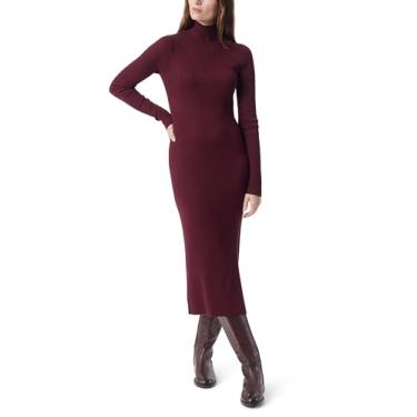Imagem de DEE OCLEPPO Vestido feminino Merritt Ease com gola rolê canelada padrão, Faixa marrom, P