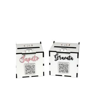 Imagem de Caixa Para Casamento PIX Gravata Sapato Lua De Mel Cofre Noivos Dinheiro Festa