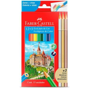 Imagem de Lápis De Cor, Faber-Castell, Sextavado, 12 Cores + 3 Metálicos, Modelo:120112+3MET, Cor: Multicor