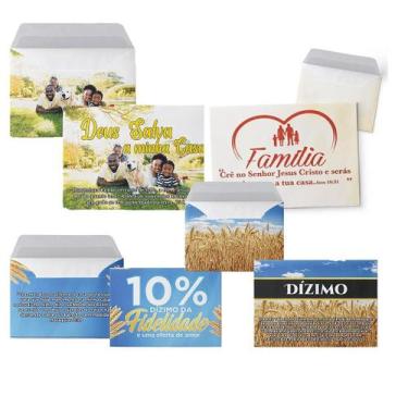 Imagem de Kit 100 Envelopes para Dízimo e Voto de Família - Tamanho Médio - no-b