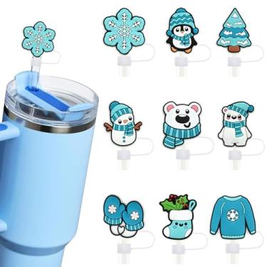 Imagem de HATOTO Capas de palha Stanley de Natal para Stanley Cup, topos de palha de floco de neve de inverno para Stanley, topo de silicone de grau alimentício de desenho animado, tampa de palha reutilizável