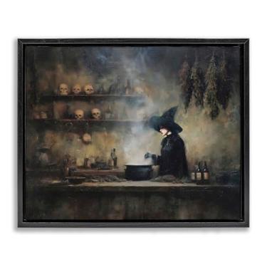 Imagem de Stupell Industries Witch's Cauldron Brew Black Framed Floater Canvas Wall Art, design by Arlington Prints, 25 x 31