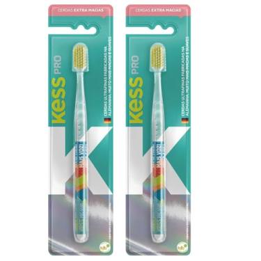 Imagem de Kit Com 2 Escova Dental Kess Pro Clear Extra Macia | Pack Econômico | Cores Sortidas
