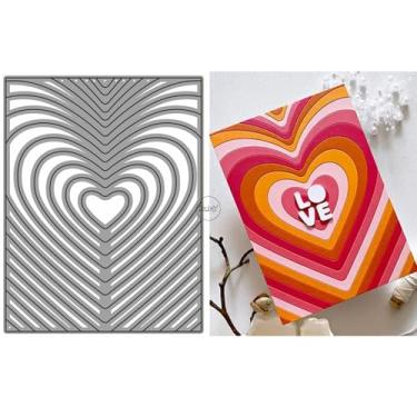 Imagem de DzIxY Conjunto de moldes de corte de metal de fundo de coração para fazer cartões, conjunto de recortes de papel, estêncil, suprimentos, modelos de máquina