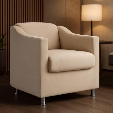 Imagem de Poltrona Cadeira Sala Recepção Clinicas Auditórios Compacta Astra Cor Bege