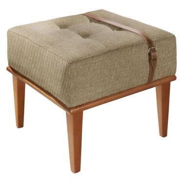 Imagem de Puff Em Linho Quadrado Yarin Linho Bege