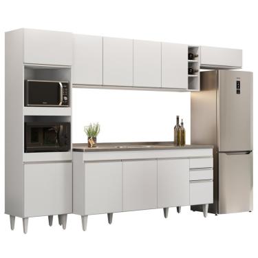 Imagem de Armário De Cozinha Modulada 5 Peças Cp18 Balcão Com Pia Inox Branco - Lumil