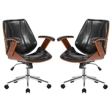 Imagem de 2 Cadeiras de Escritório Juliette Diretor Giratória Preta