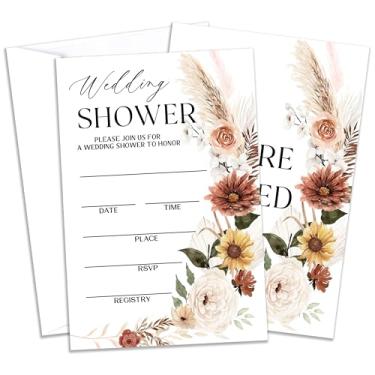 Imagem de Convites de festa de casamento, convites de chá de panela floral boêmio, convites de preenchimento de flores para festa de despedida de solteira, lembrancinhas de suprimentos de decoração de chá de