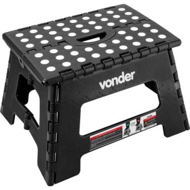 Imagem de Banqueta Plástica Dobrável Preta Altura 220 mm Vonder