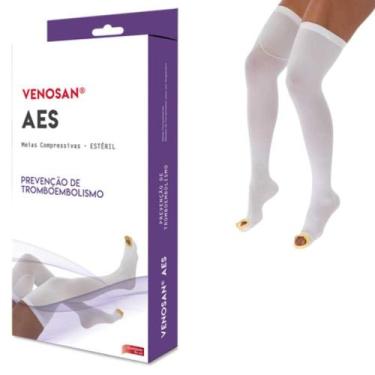 Imagem de Meia Compressiva 7/8 Antitrombo Antiembolia ESTERIL Venosan, M, Branco