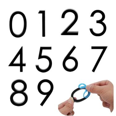 Imagem de NumRealm Números de casa, número de caixa de correio 3D à prova d'água, endereço de porta autoadesivo, jardim, apartamento, hotel, sinalização, preto, 0 a 9