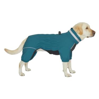 Imagem de Roupa de neve para cães à prova d'água de inverno – Jaqueta de corpo inteiro ao ar livre com anel de trela, forro de lã, casaco refletivo à prova de vento para cães de 4 pernas para cães pequenos a