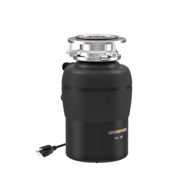 Imagem de MAX DISPOSER Descarte de lixo 1/2 HP fácil instalação silenciosa com cabo de alimentação de rolha, triturador de resíduos de alimentos para pia de cozinha, alimentação contínua, moagem de aço