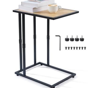 Imagem de Mesa de canto em forma de C – Bandeja de TV pequena para sofá, mesa lateral para pequenos espaços, sala de estar, lateral da cama, mesa deslizante sob o sofá, mesa de lanche para jantar, bebida,