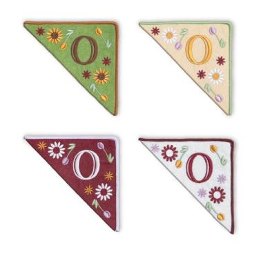 Imagem de TenDawn Marca de canto bordada personalizada, pacote com 4, canto de marcador de página de feltro inicial, presente para amantes de livros