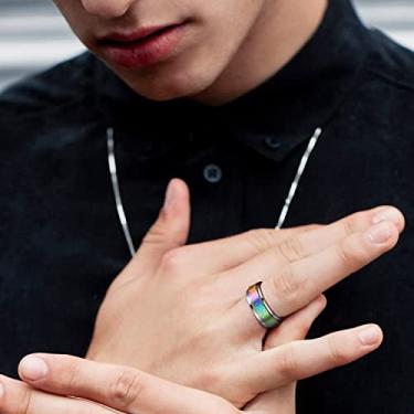 Imagem de Anel giratório de lua tripla de aço inoxidável para homens, cores mistas, prata/banhado a ouro, preocupação, ansiedade, anel giratório celta, tamanho 7-14, 07, Aço inoxidável, Sem pedra preciosa