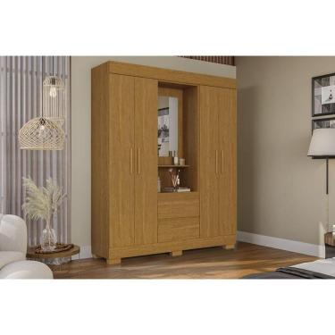Imagem de Guarda Roupa Solteiro 4 Portas E 2 Gavetas C/ 1 Espelho Isabely Cinamomo - Acp