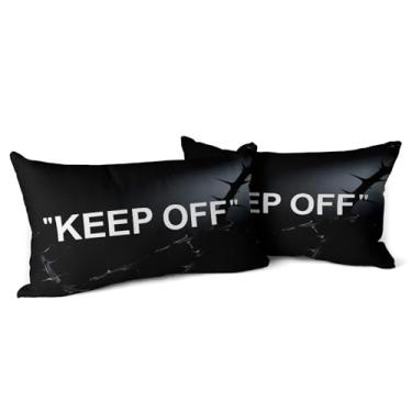 Imagem de Khxriypha Hypebeast Room Decor Keep Off Conjunto de 2 capas de almofada respiráveis quadradas para decoração de sofá de casa 30 × 50 cm Diablo Style-4